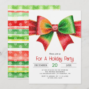 Invitation Grand nœud rouge et vert pour la fête de Noël