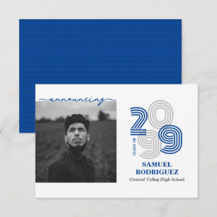 Invitation Grand nombre de Blue Retro Classe de photo