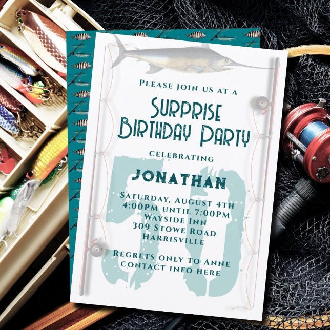 Invitation Grand Nombre Thème Pêche Adulte Fête Homme (Créateur téléchargé)