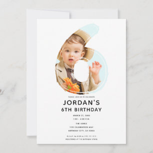 Invitation Grand Numéro 6 SIX Photo Sixième 6ème Fête d'anniv