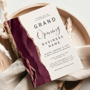 Invitation Grand Ouverture Bourgogne Rose Gold Agate