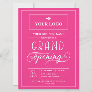 Invitation Grand ouverture du logo rose chaud
