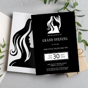 Invitation Grand ouverture du salon de beauté noir blanc