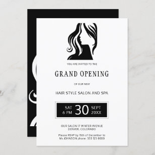 Invitation Grand ouverture du salon de beauté noir blanc