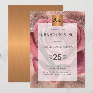 Invitation Grand ouverture du salon de beauté rose glam de lu