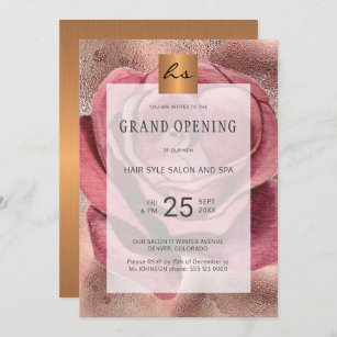 Invitation Grand ouverture du salon de beauté rose glam de lu