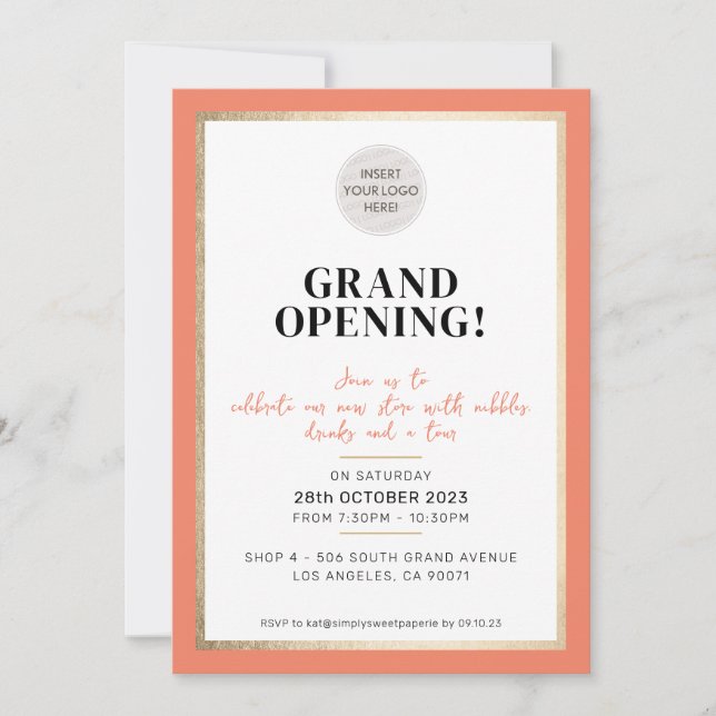 Invitation GRAND OUVERTURE moderne logo minimal magasin pêche (Devant)