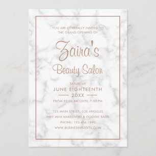 Invitation Grand Ouverture Salon de Beauté Moderne Marbre Ros