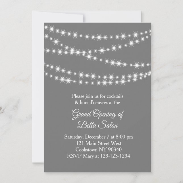 Invitation Grand ouverture Twinkle Lights gris (Devant)