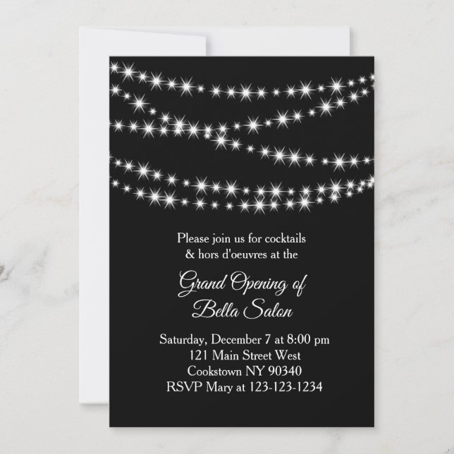 Invitation Grand ouverture Twinkle Lights noir (Devant)