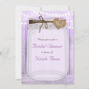 Invitation Grand pot Mason & Lumières Lavande Violet Rustique