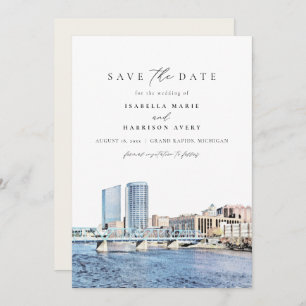 Invitation GRAND RAPIDS Michigan Skyline Enregistrer la date