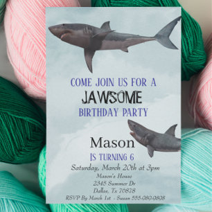 Invitation Grand requin blanc Jawsome anniversaire de l'enfan
