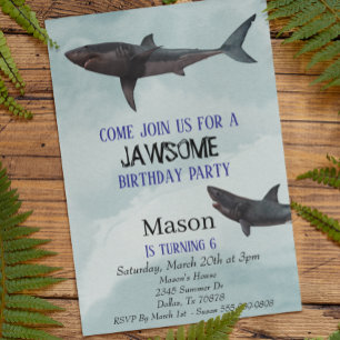 Invitation Grand requin blanc Jawsome anniversaire de l'enfan