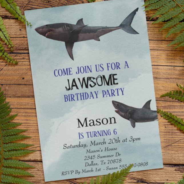 Invitation Grand requin blanc Jawsome anniversaire de l'enfan (Créateur téléchargé)