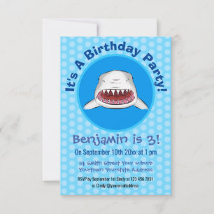 Invitation Grand requin blanc moyen dessin animé