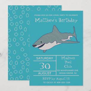 Invitation Grand requin blanc Personnalisé fête d'anniversair