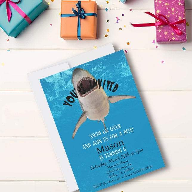 Invitation Grand requin blanc Vous êtes invité à l'anniversai (Créateur téléchargé)