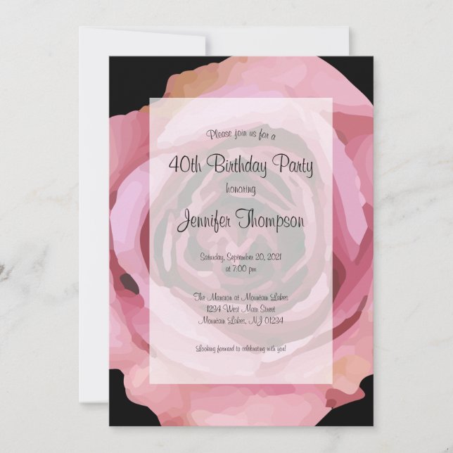 Invitation Grand Rose de printemps violet gras (Devant)