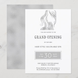 Invitation Grand salon de beauté gris argent