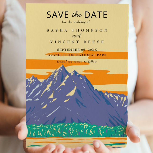 Invitation Grand Teton National Park Save The Date Retro (Créateur téléchargé)