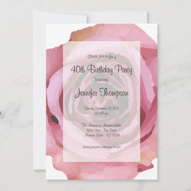 Invitation Grande Audacieuse Purple Rose de printemps Anniver (Devant)