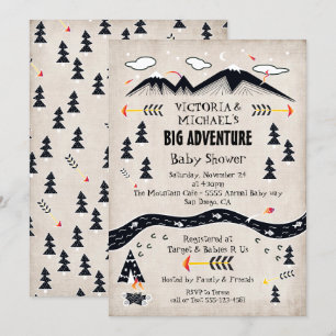 Invitation Grande aventure rustique baby shower tribal de mon