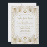 Invitation Grande Gatsby Art Déco Gold White Wedding Invitati<br><div class="desc">Elégant Grand Gatsby Art Déco Faire-part de mariage Blanc Or. Le design de cartes d'inspiration années 1920,  blanc et or,  présente un magnifique style géométrique Art Déco. Utilisez l'outil Personnaliser pour ajouter vos informations. Voir aussi ma collection de Mariages Gatsby White Art Déco.</div>