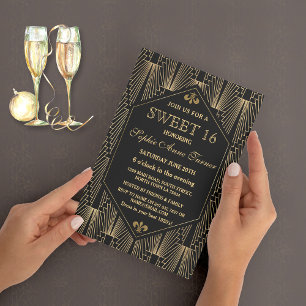 Invitation Grande Gatsby Art Déco Sweet 16 Party