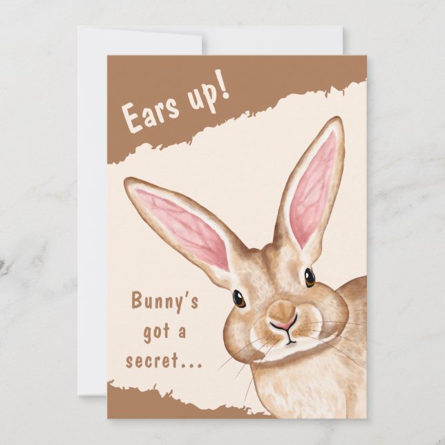 Invitation Grande Lapin aux Oreilles Mignonnes Chasse aux Œuf (Devant)
