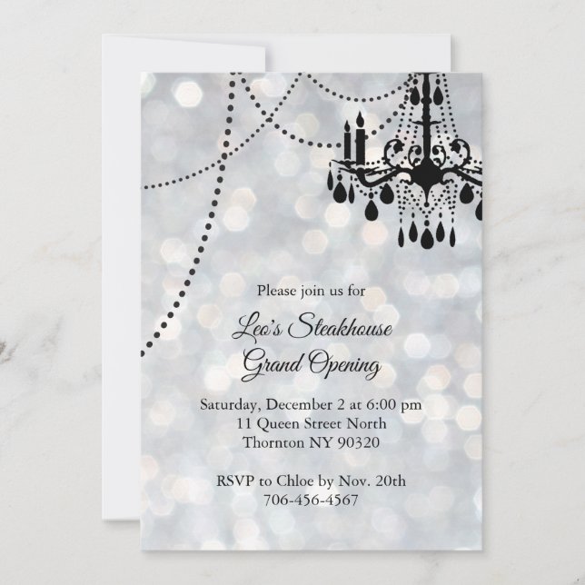 Invitation Grande ouverture du restaurant Silver avec lustre (Devant)