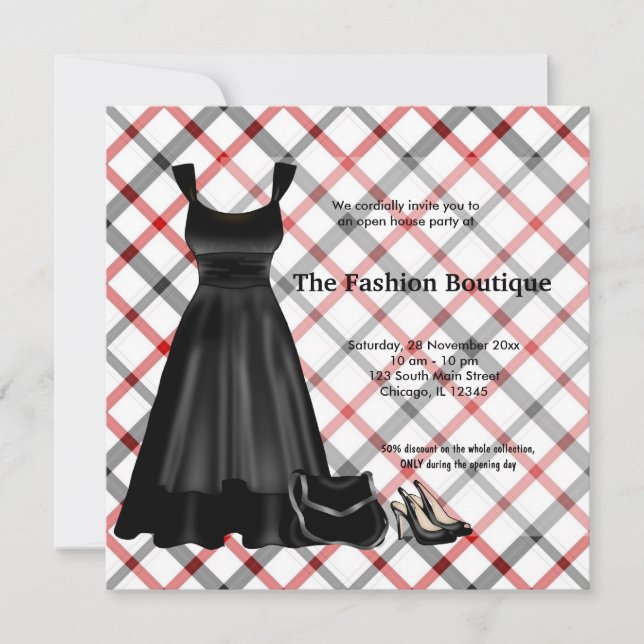 Invitation Grande ouverture Fashion business (Noir) (Devant)