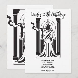 Invitation Grande Prêtresse du Tarot Fumant de l'Herbe Occult