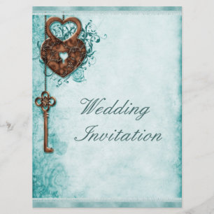Invitation Grande serrure romantique de coeurs et mariage