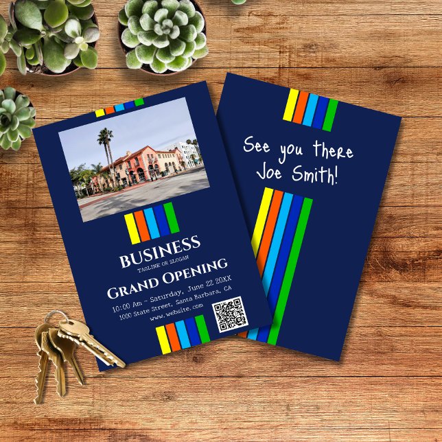 Invitation Grandes bandes d'ouverture QR Code photo verticale (Créateur téléchargé)