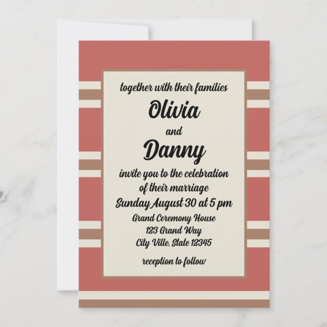 Invitation Grandes couleurs Motif Mariage moderne (Devant)