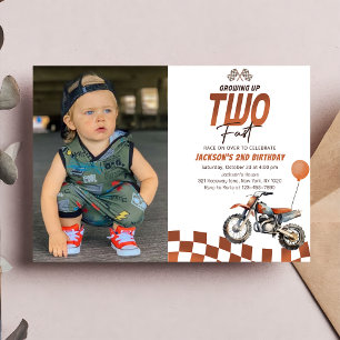 Invitation Grandir Deux Fast Orange Dirt Bike 2e anniversaire