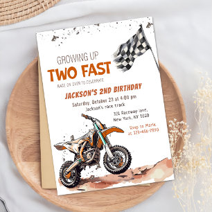 Invitation Grandir Deux Vélo Fast Dirt Boy 2e anniversaire