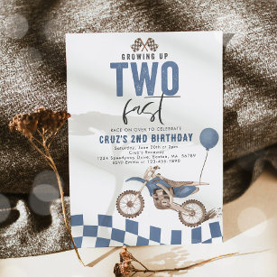 Invitation Grandir Deux Vélos Bleu Rapide Jour d'anniversaire