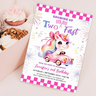 Invitation Grandis Deux Fois Plus Vite ! Pink Race Car 2e ann