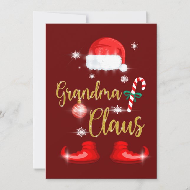 Invitation Grandma Santa Claus Funny Family Christmas Pjs (Devant)