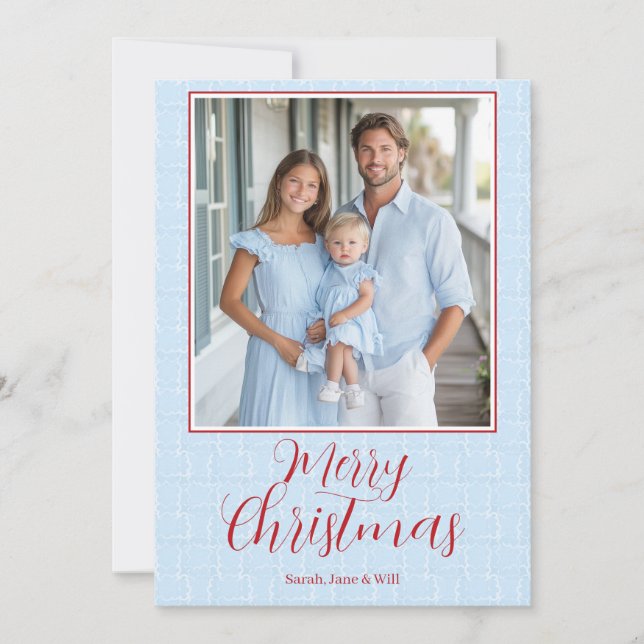 Invitation Grandmillenia Light Blue & Red Christmas Card (Devant)