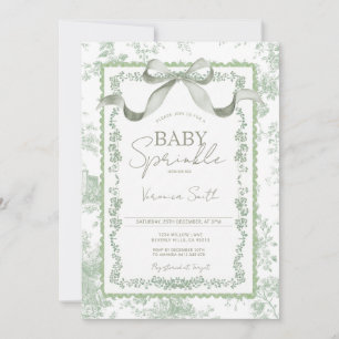 Invitation Grandmillenial Dusty Green Bow Baby Sprinkle 