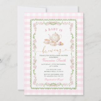 Invitation Grandmillenial Pink Tea Baby Shower