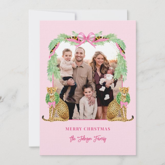 Invitation Grandmillennial Christmas Leopard Photo Card (Devant)
