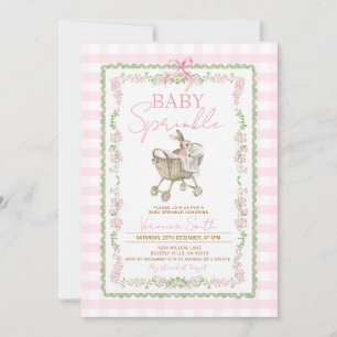 Invitation GRANDMILLENNIAL Lapin Rose Baby Sprinkle
