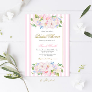 Invitation Grandmillennial Rose Rayé Baby Shower 