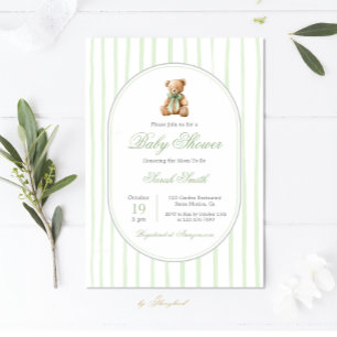 Invitation Grandmillentenaire Ours Baby shower neutre entre l