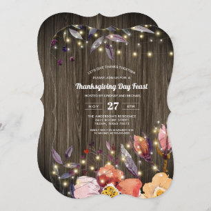 Invitation Grange Bois Chaîne Luminance Floral Thanksgiving F