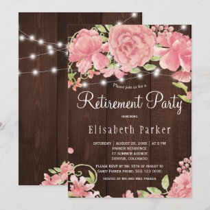 Invitation Grange bois rose pâle rose pivoines de retraite
